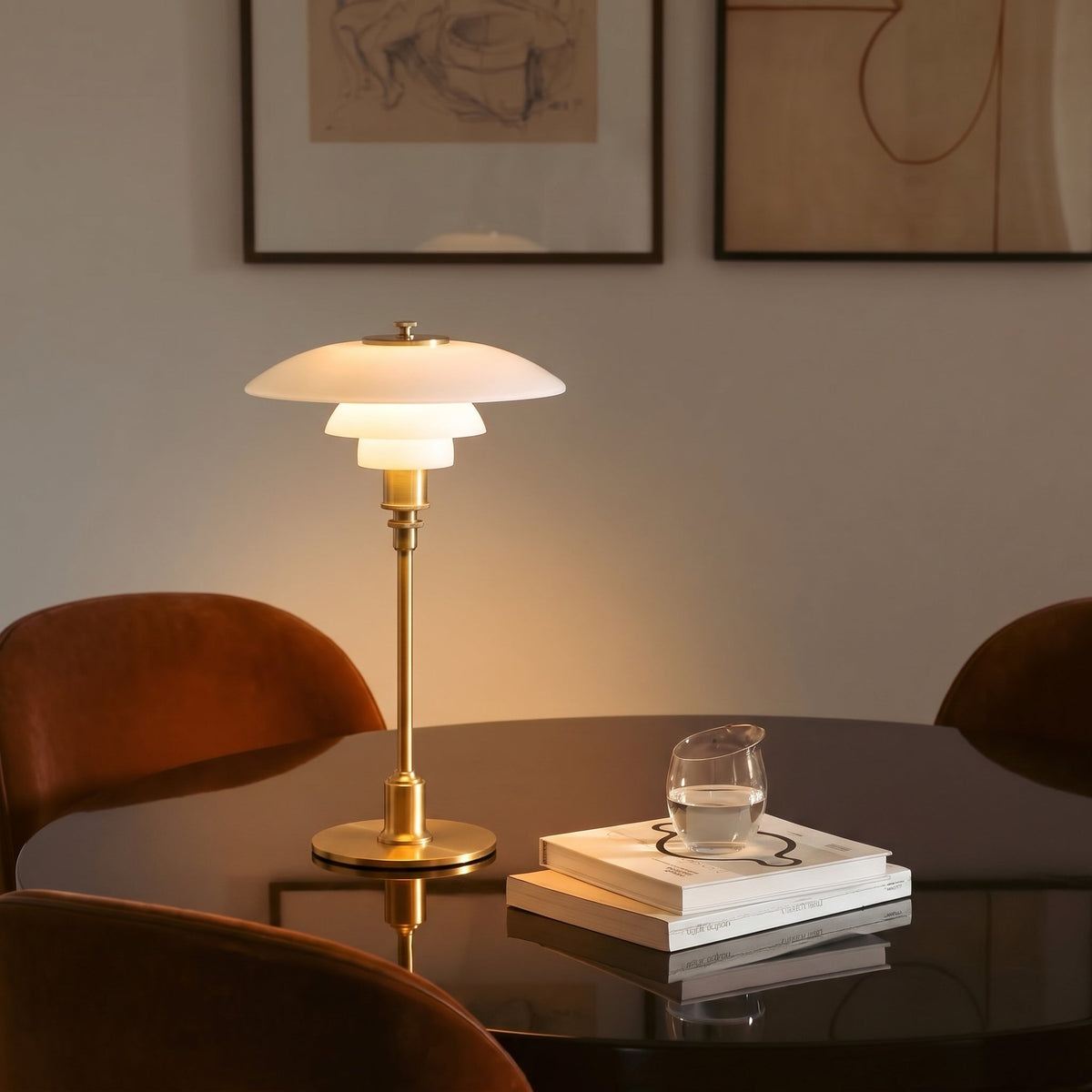 Tafellamp met Drie Glazen Kappen Dimbaar E27 LED Verlichting Leeslamp Nachtkastje Slaapkamer Scandinavisch | Sansoti