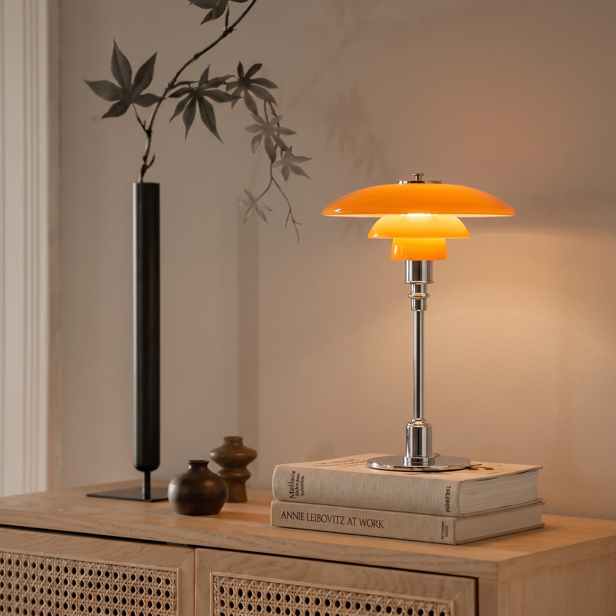 Tafellamp met Drie Glazen Kappen Dimbaar E27 LED Verlichting Leeslamp Nachtkastje Slaapkamer Scandinavisch | Sansoti