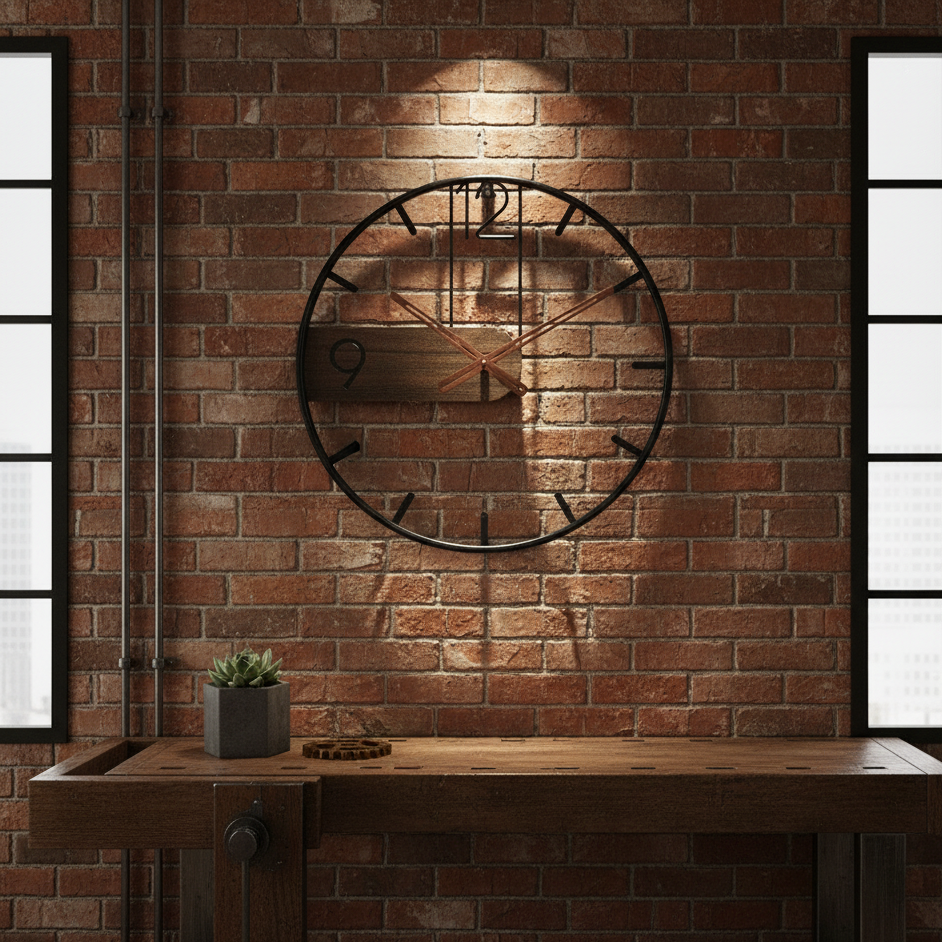 Wandklok Walnoot & Staal Minimalistisch Modern Design Stijlvol Geruisloos Uurwerk Woonkamer Scandinavisch | Sansoti