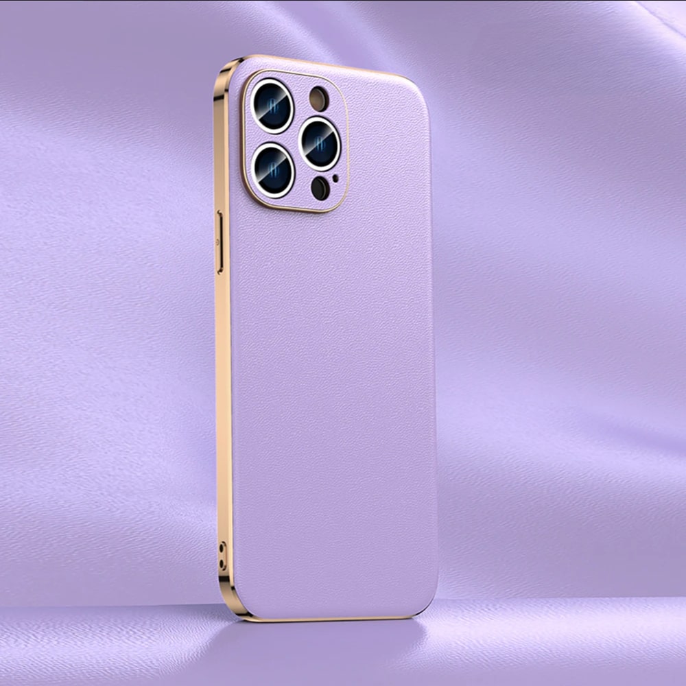 iPhone Hoesje Echt Rundleer Gegalvaniseerde Zijkanten Draadloos Laden Compatibel Luxe Premium Bescherming | Sansoti