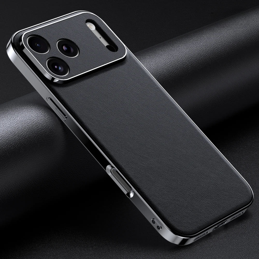 iPhone Hoesje Echt Rundleer Gegalvaniseerde Zijkanten Draadloos Laden Compatibel Luxe Premium Bescherming | Sansoti