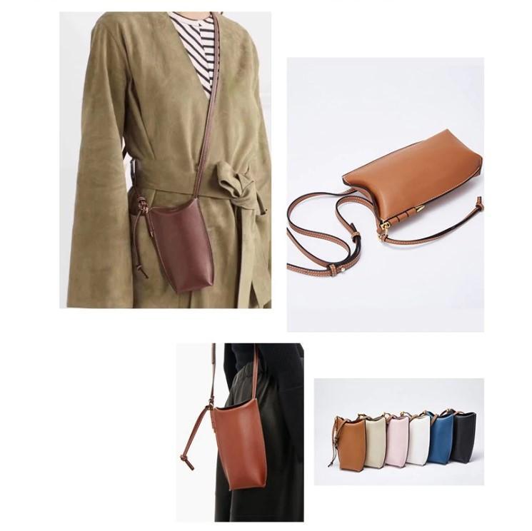 Compacte Leren Telefoontas met Schouderband Crossbody Telefoontasje Dames Pasjeshouder Portemonnee Handsfree | Sansoti
