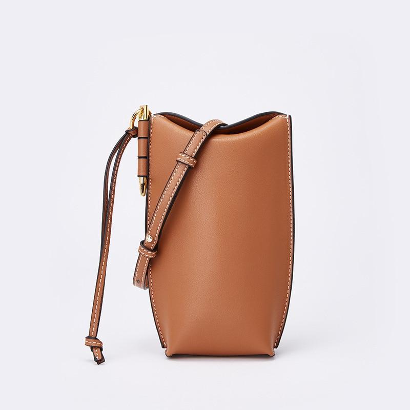 Compacte Leren Telefoontas met Schouderband Crossbody Telefoontasje Dames Pasjeshouder Portemonnee Handsfree | Sansoti