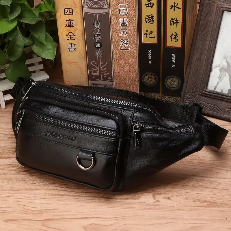 Leren Heuptas Rundleer Verstelbaar Crossbody Schoudertas Heren Reis Outdoor Dagelijks Gebruik Casual Mode | Sansoti