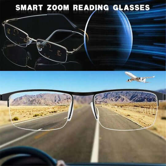 Progressive multifokale Lesebrille mit automatischem Sichtfeld und Blaulichtfilter zum Lesen, Arbeiten und für Bildschirmarbeit | Sansoti