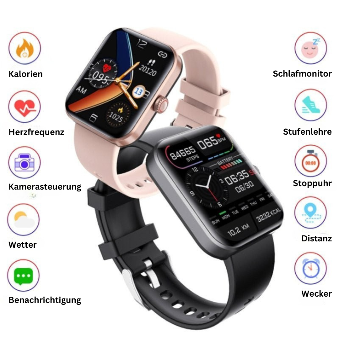 Slimme Smartwatch met Niet-Invasieve Bloedglucosemeting – Gezondheidstracker voor Hartslagmeting, Bloeddruk en Zuurstofniveau | Sansoti