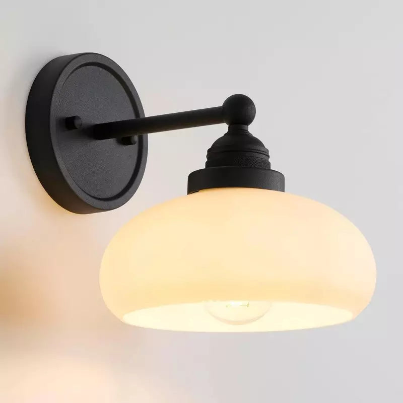 Vintage Wandlamp Melkwit Glas Industriële Stijl Verlichting Slaapkamer Gang | Sansoti