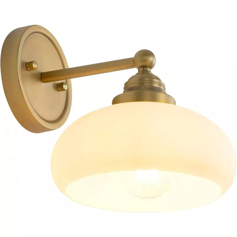 Vintage Wandlamp Melkwit Glas Industriële Stijl Verlichting Slaapkamer Gang | Sansoti