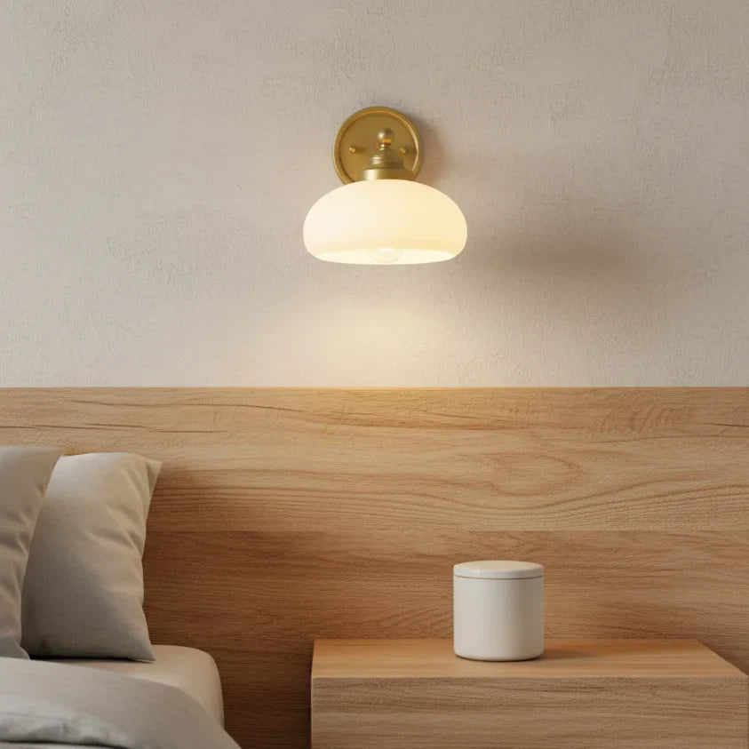 Vintage Wandlamp Melkwit Glas Industriële Stijl Verlichting Slaapkamer Gang | Sansoti