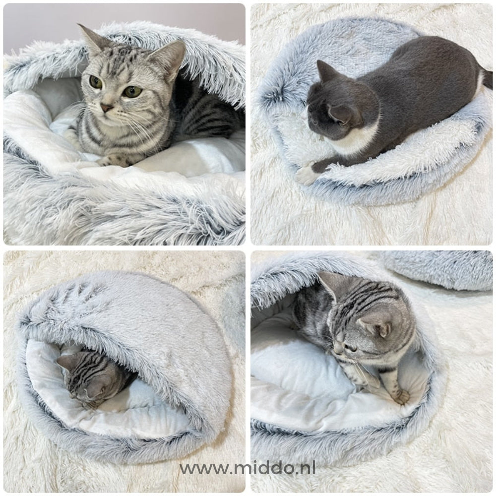 Rundes Plüsch-Haustierbett mit erhöhtem Rand für Hunde und Katzen, waschbares warmes Nest, vier Größen, Komfort | Sansoti