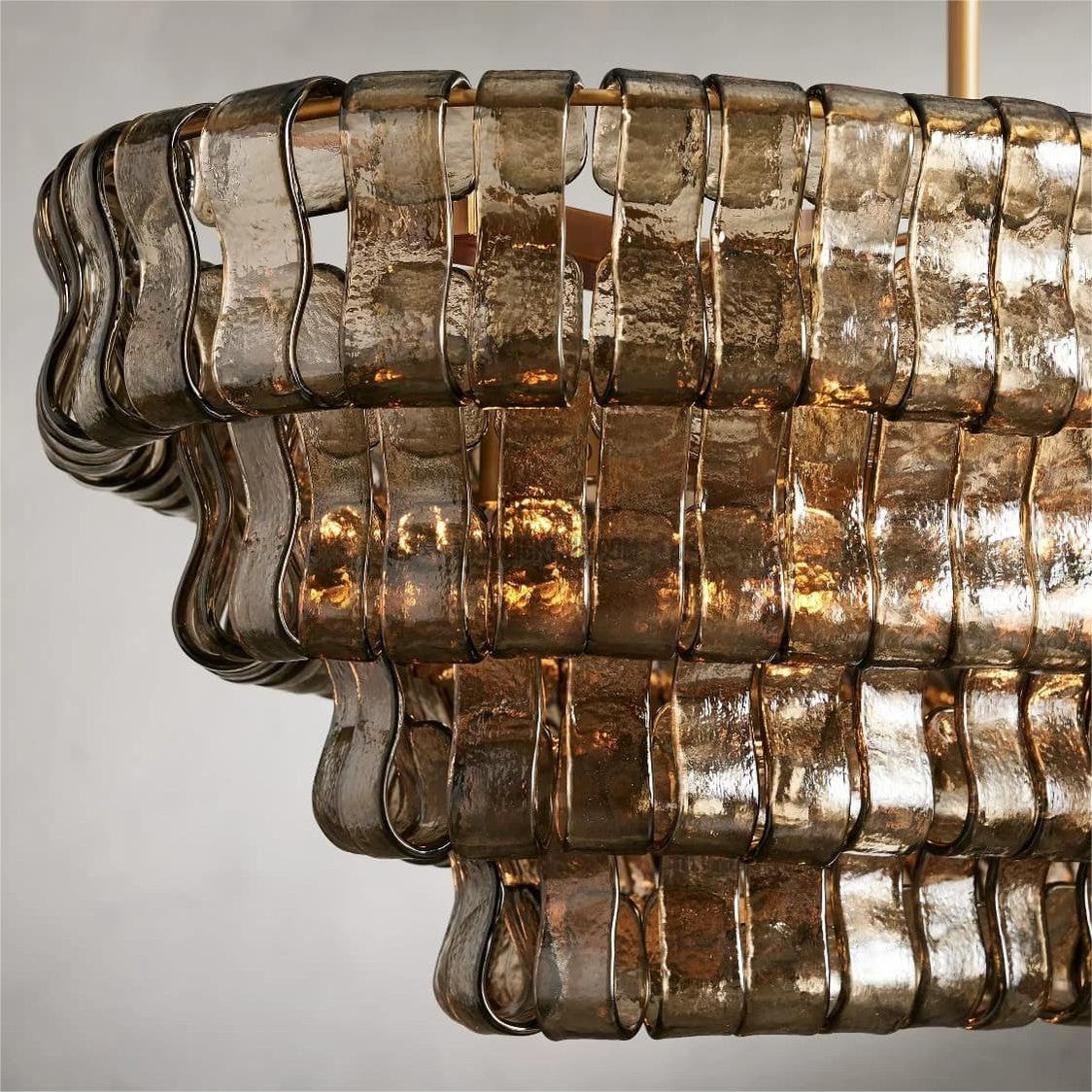 Lustre ovale avec verre incurvé, 137 cm, hauteur réglable, structure en acier, suspension pour salle à manger et salon | Sansoti