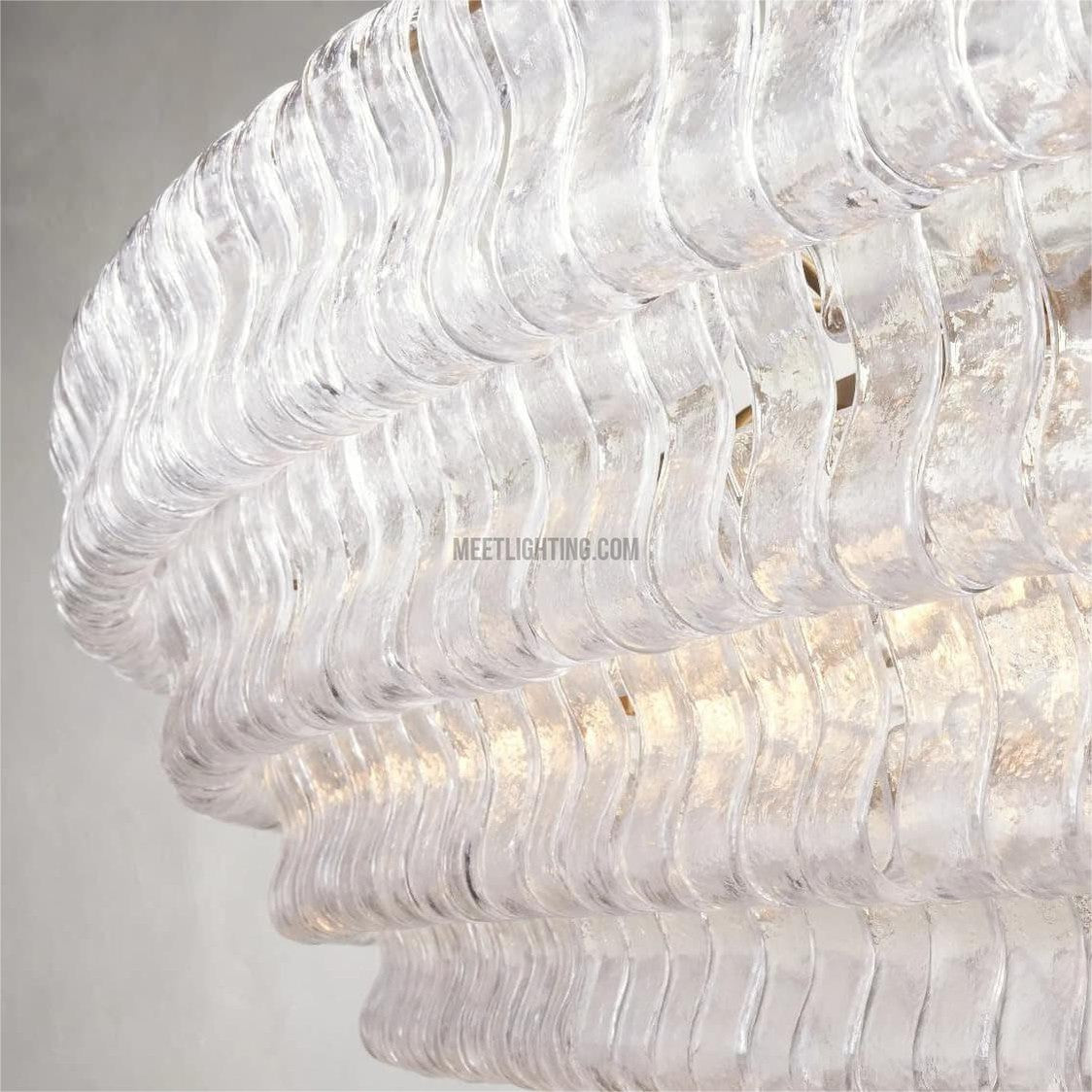 Lustre ovale avec verre incurvé, 137 cm, hauteur réglable, structure en acier, suspension pour salle à manger et salon | Sansoti