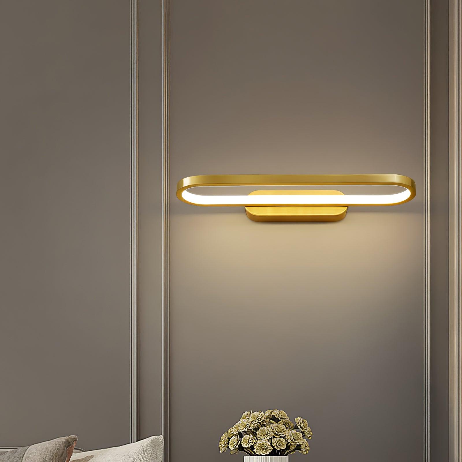 Applique Murale LED Laiton Acrylique Ovale 40cm Blanc Chaud Neutre Froid Salle de Bain Salon