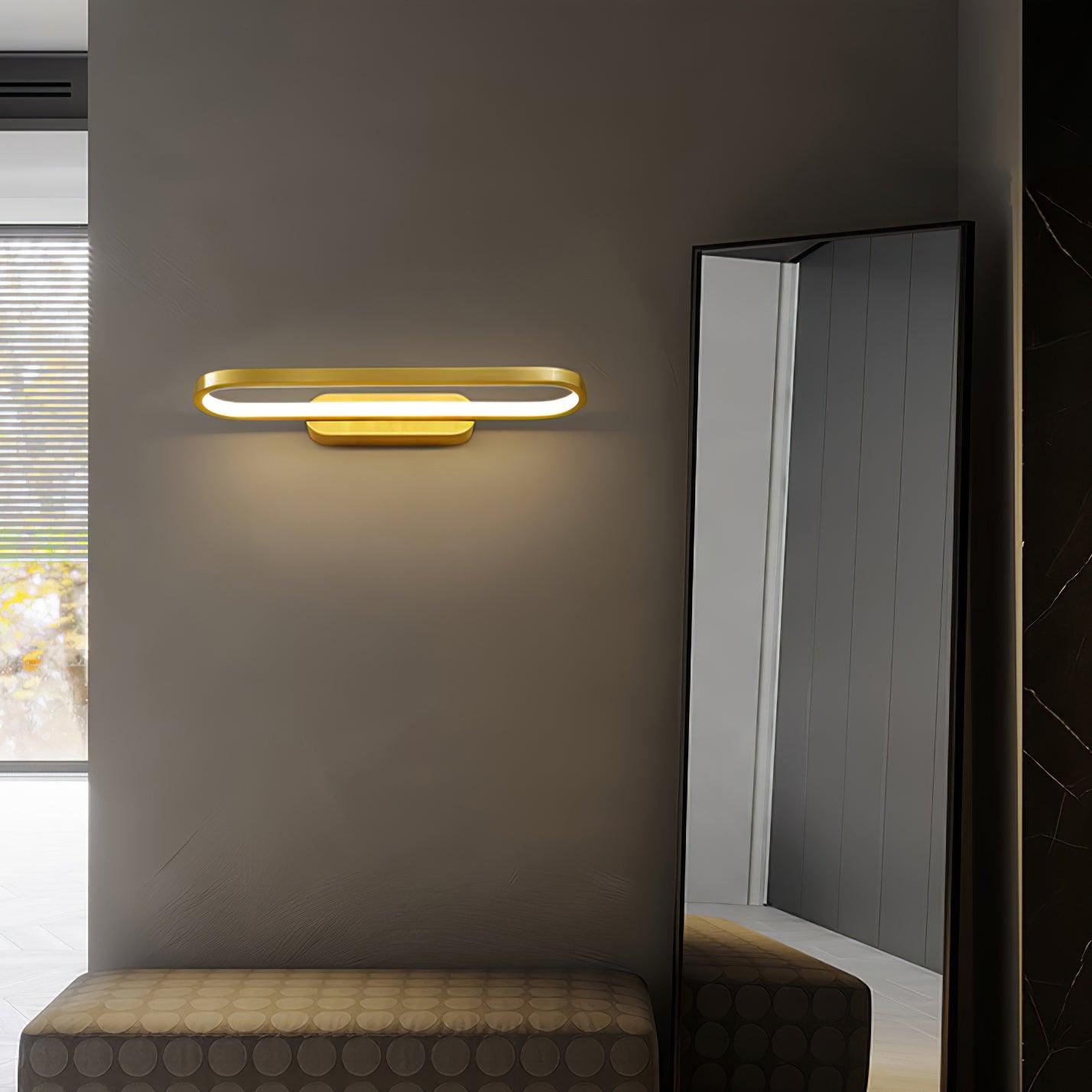 Applique Murale LED Laiton Acrylique Ovale 40cm Blanc Chaud Neutre Froid Salle de Bain Salon