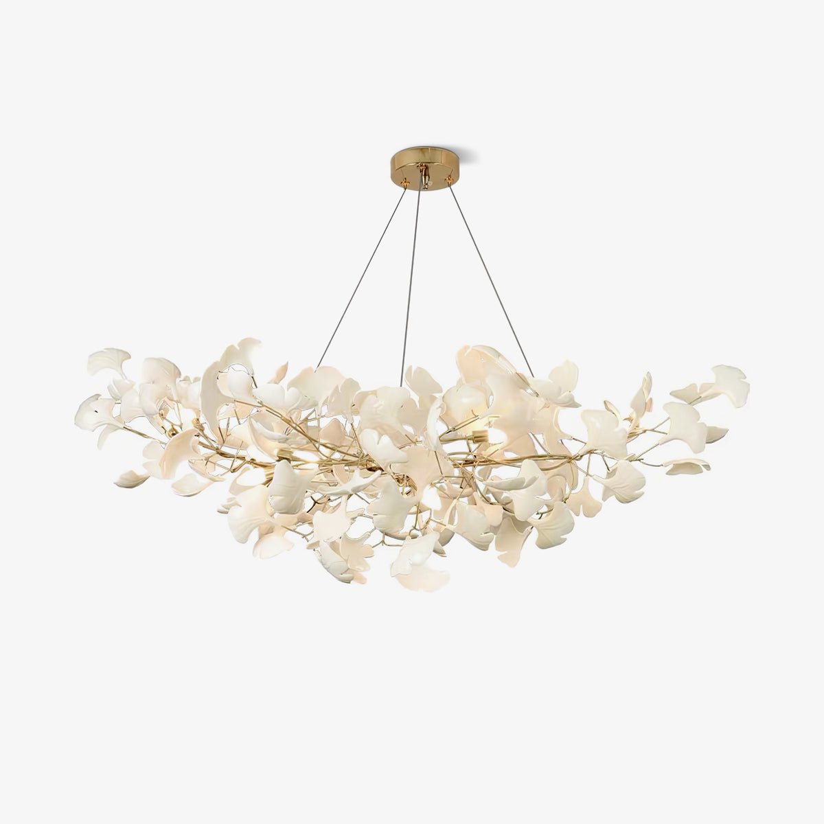 Lustre Gingko porcelaine LED blanc suspension salle à manger design moderne réglable éclairage plafonnier | Restfield