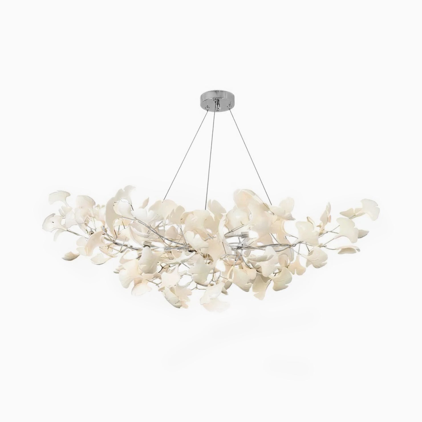 Lustre Gingko porcelaine LED blanc suspension salle à manger design moderne réglable éclairage plafonnier | Restfield