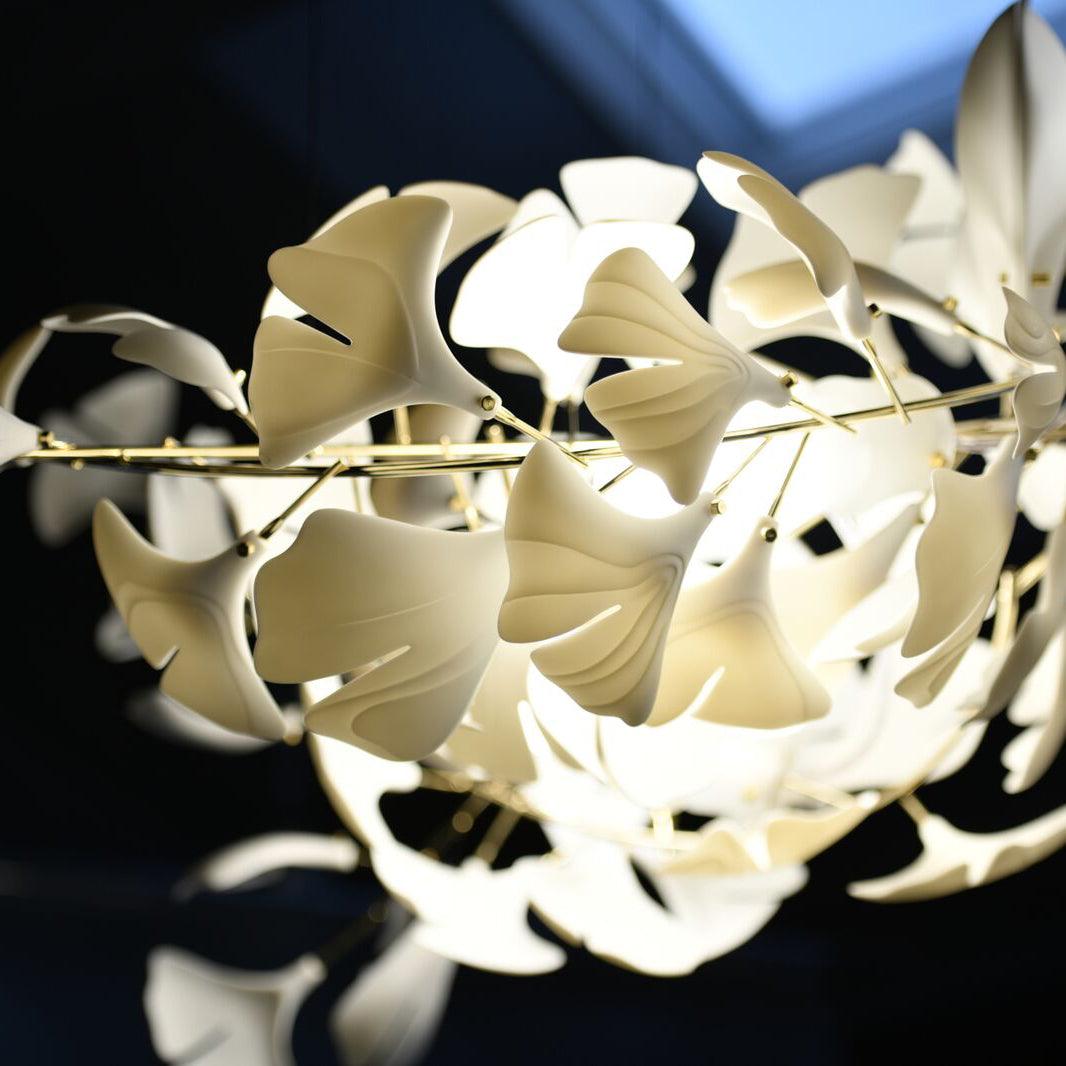 Lustre Gingko porcelaine LED blanc suspension salle à manger design moderne réglable éclairage plafonnier | Restfield