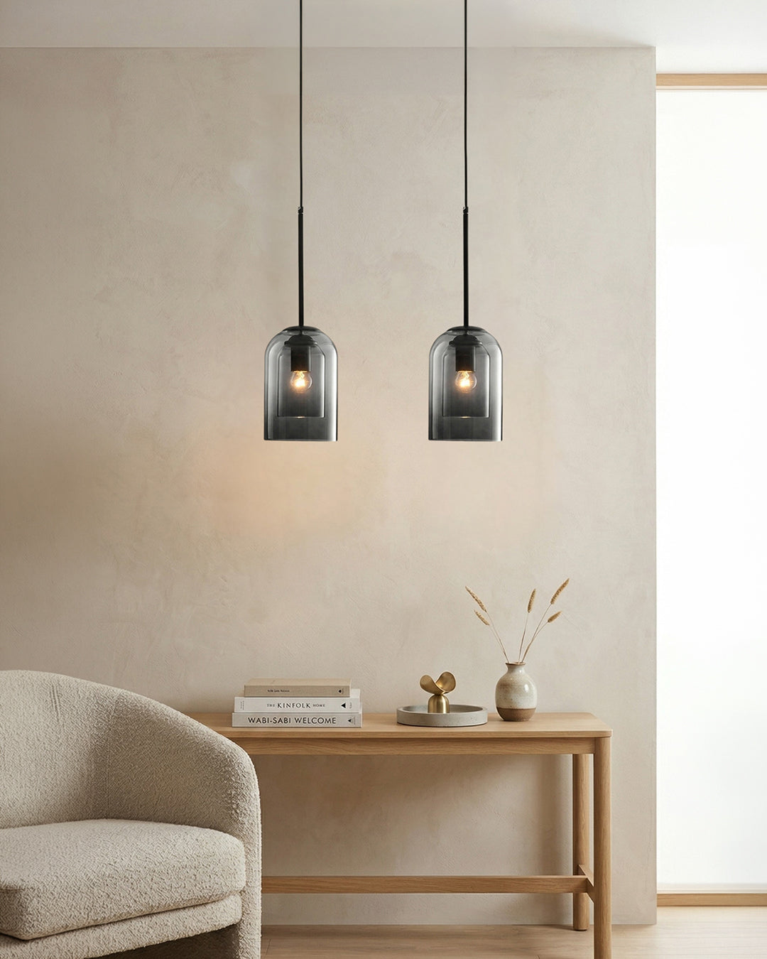 Glazen Hanglamp Ginza met Gebogen Vorm en Zachte Sfeerverlichting Warm Wit – E27 Fitting Inclusief Dimbare Compatibiliteit | Sansoti