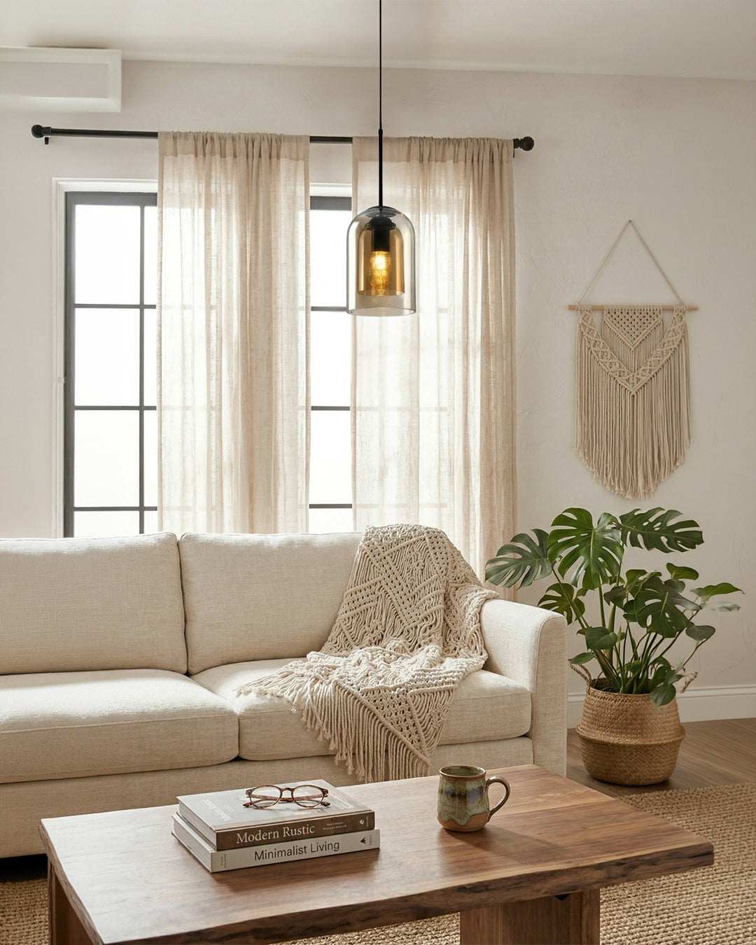 Glazen Hanglamp Ginza met Gebogen Vorm en Zachte Sfeerverlichting Warm Wit – E27 Fitting Inclusief Dimbare Compatibiliteit | Sansoti