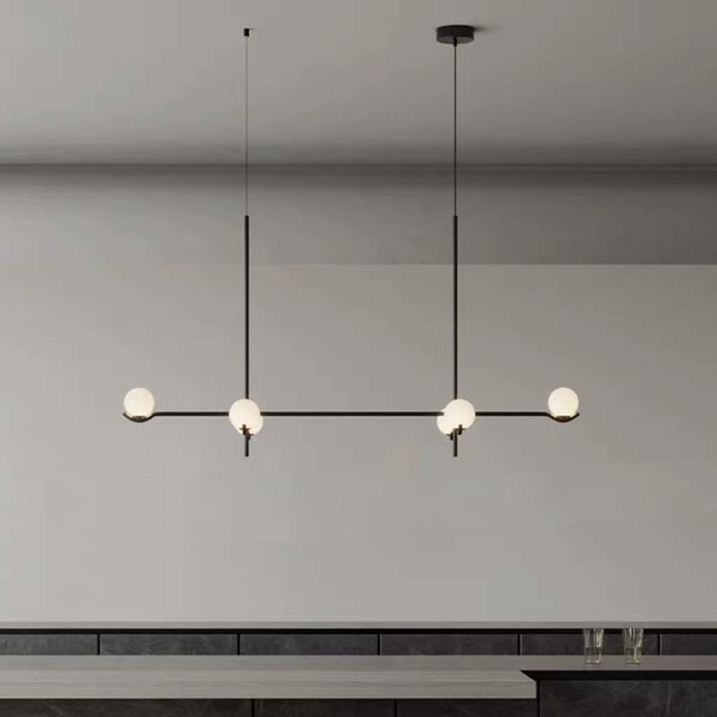 Hängeleuchte mit Glaskugeln Mehrflammige Pendelleuchte Schwarz Gold Modernes Design für Esszimmer und Wohnzimmer | Sansoti