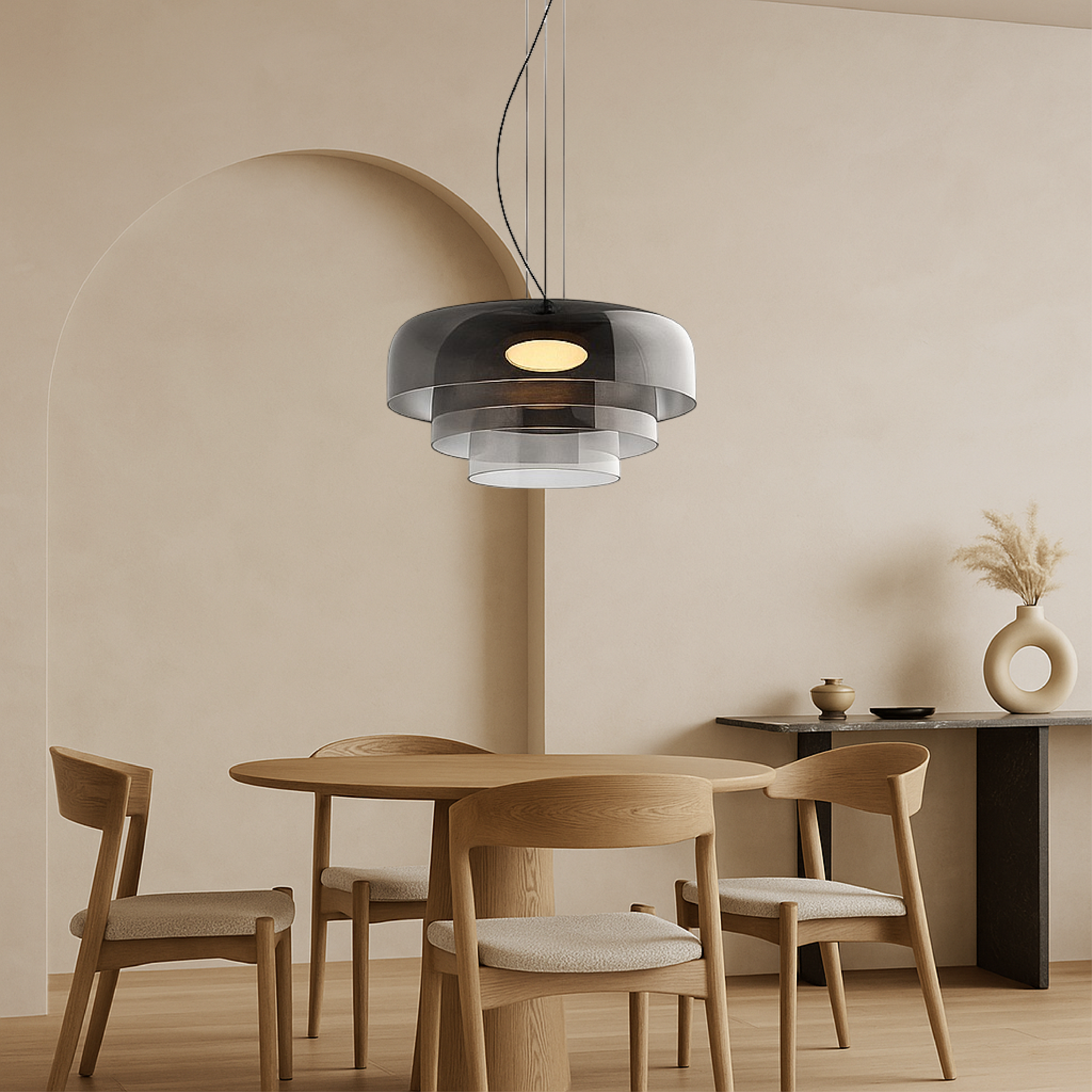 Glas-Hängeleuchte Ø42 cm Geschichtetes Glas Grün Esstisch Küche Modernes Design Stimmungslicht | Restfield