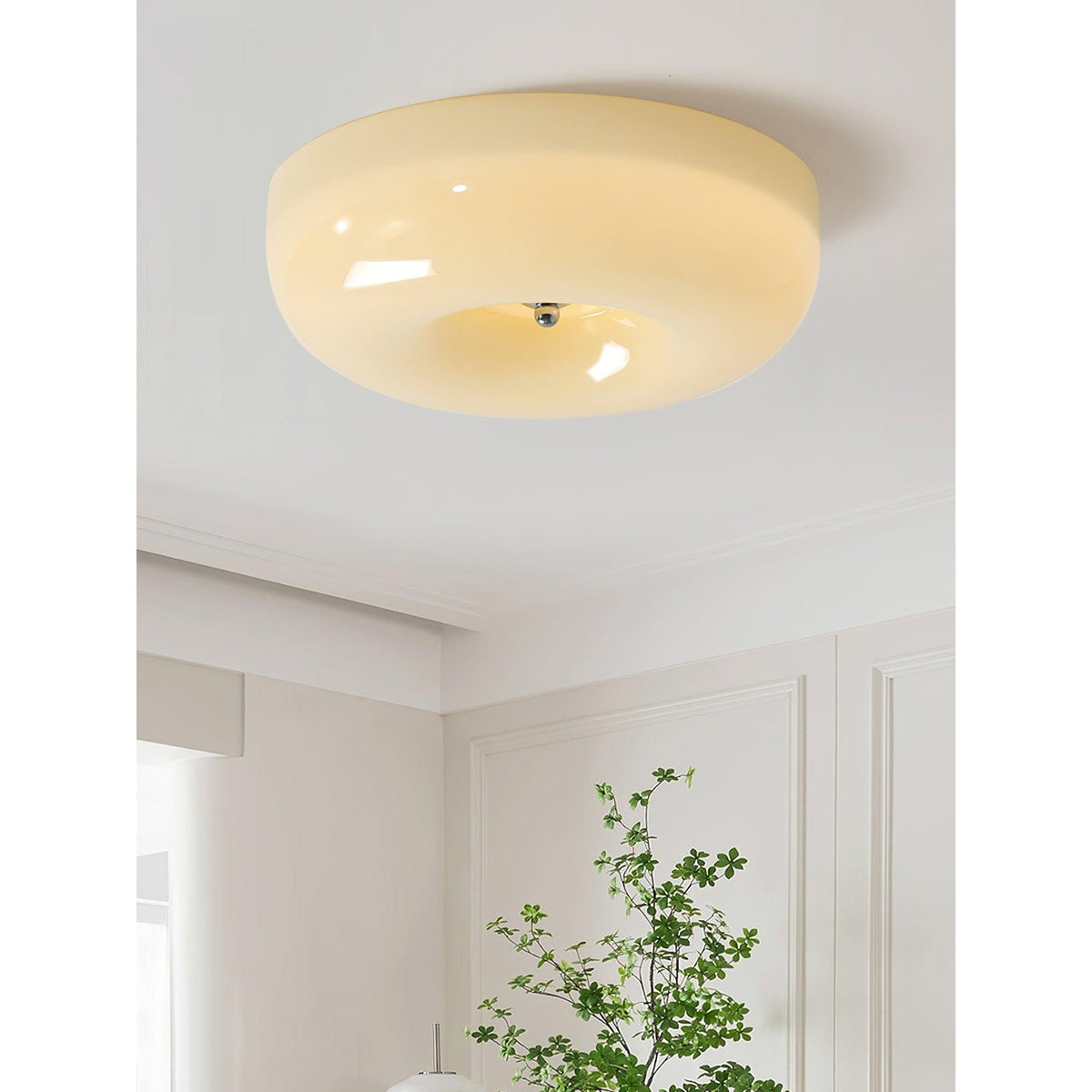 Plafonnier en verre avec éclairage LED intégré pour un intérieur moderne de salon, de chambre et d’entrée | Sansoti