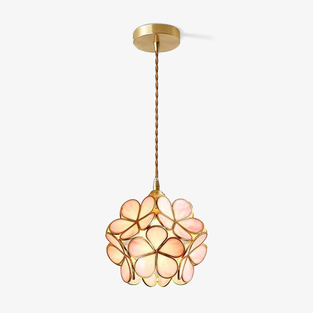 Glazen Bloembladlamp Hanglamp Messing Fitting Handgeblazen Glas Ø20cm Vijf Kleuren E26/E27 Pendelverlichting | Sansoti