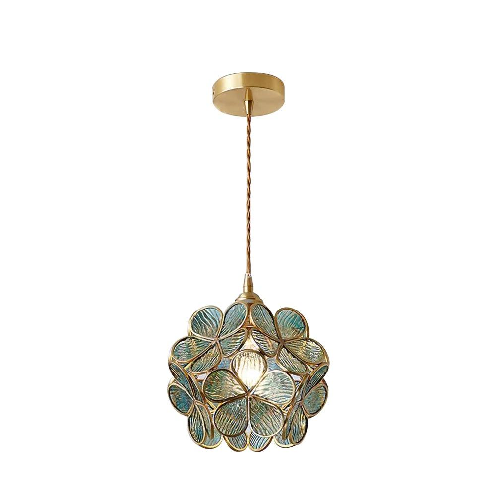 Glazen Bloembladlamp Hanglamp Messing Fitting Handgeblazen Glas Ø20cm Vijf Kleuren E26/E27 Pendelverlichting | Sansoti