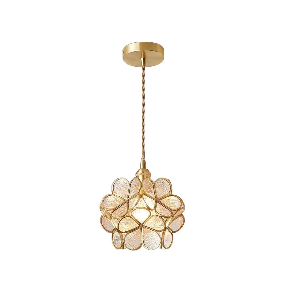 Glazen Bloembladlamp Hanglamp Messing Fitting Handgeblazen Glas Ø20cm Vijf Kleuren E26/E27 Pendelverlichting | Sansoti