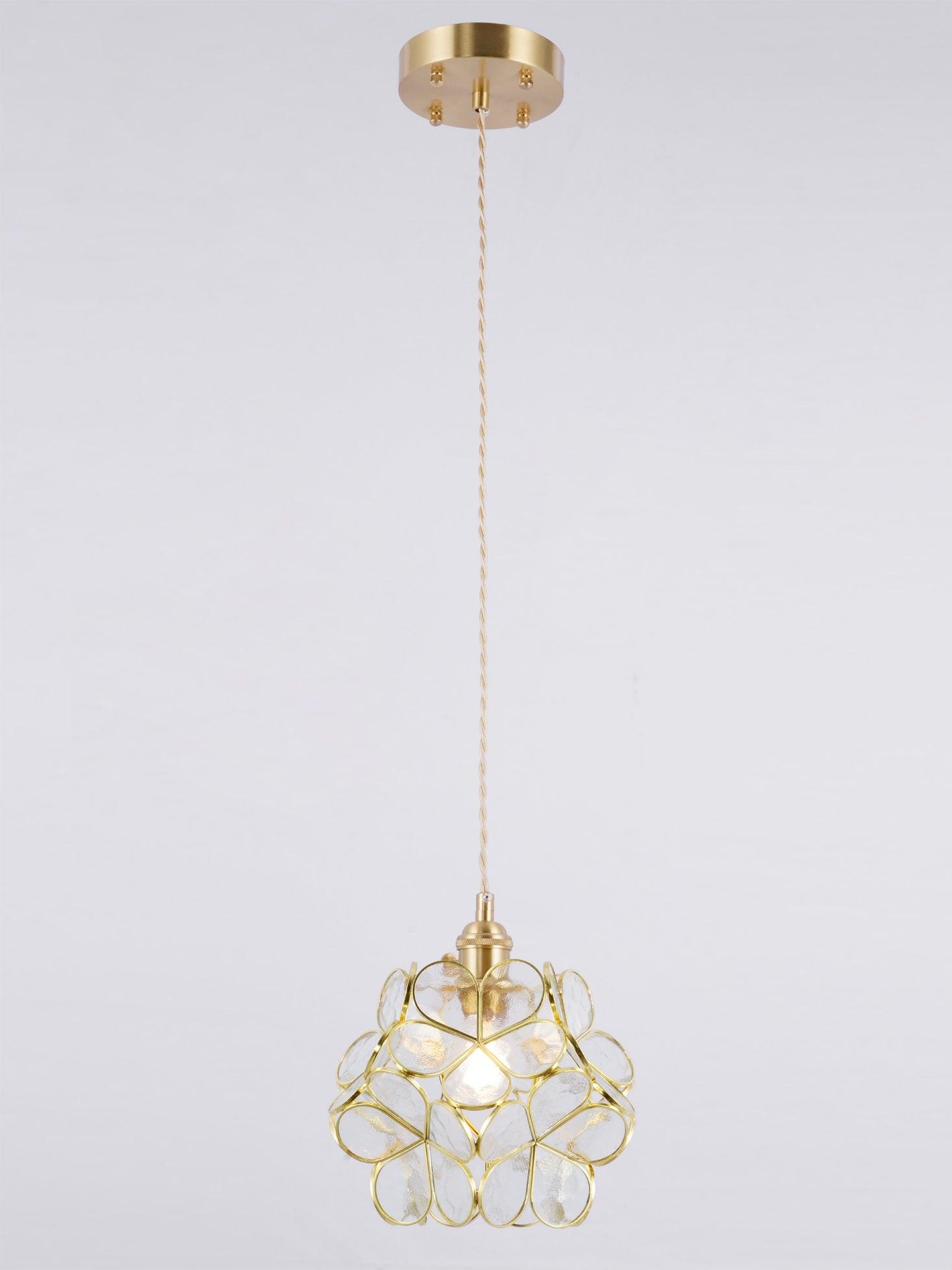 Glazen Bloembladlamp Hanglamp Messing Fitting Handgeblazen Glas Ø20cm Vijf Kleuren E26/E27 Pendelverlichting | Sansoti