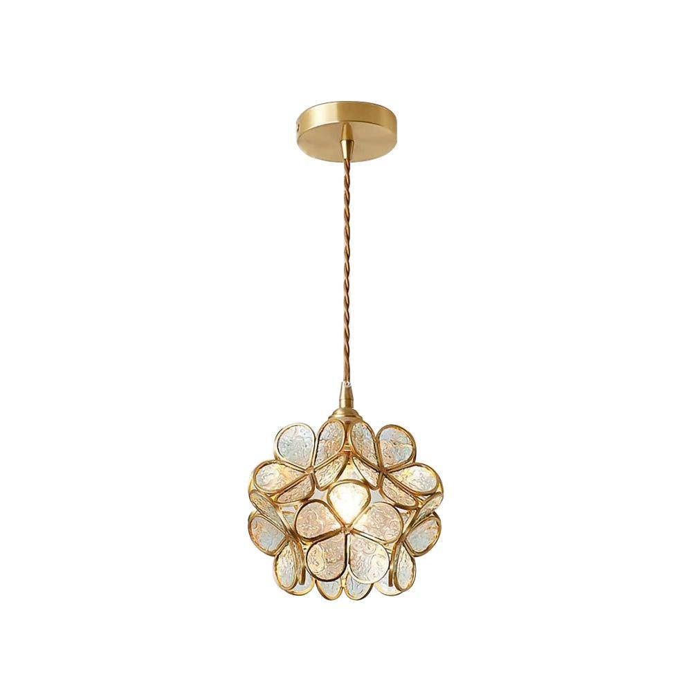 Glazen Bloembladlamp Hanglamp Messing Fitting Handgeblazen Glas Ø20cm Vijf Kleuren E26/E27 Pendelverlichting | Sansoti