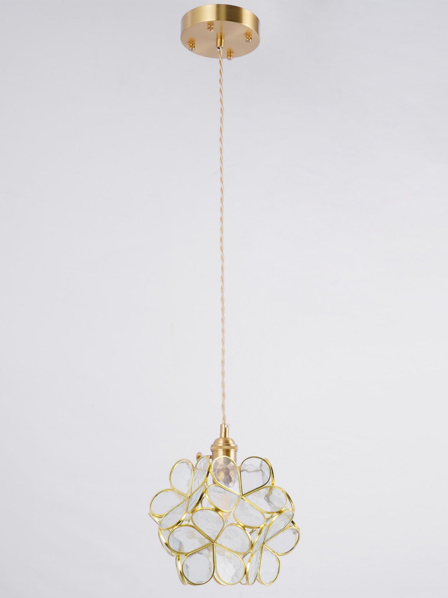 Glazen Bloembladlamp Hanglamp Messing Fitting Handgeblazen Glas Ø20cm Vijf Kleuren E26/E27 Pendelverlichting | Sansoti