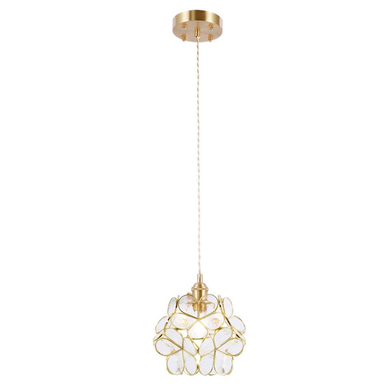 Glazen Bloembladlamp Hanglamp Messing Fitting Handgeblazen Glas Ø20cm Vijf Kleuren E26/E27 Pendelverlichting | Sansoti