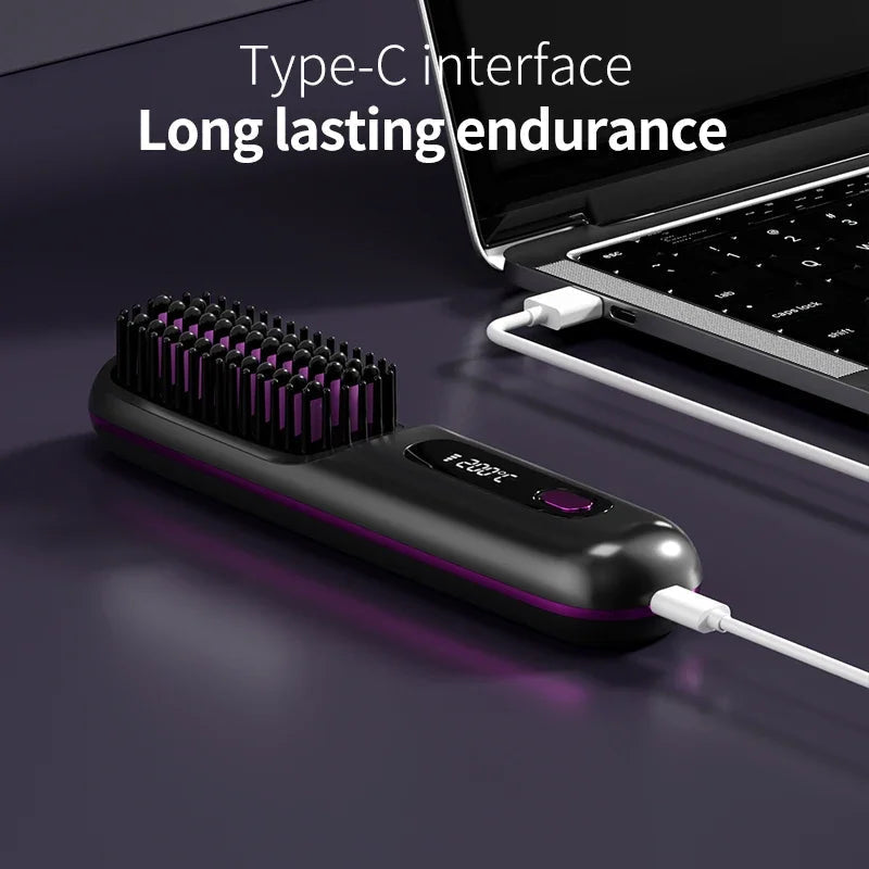 Cordless Hair Straightener with Ion Technology Ceramic Plates USB Rechargeable Travel Styling Hair Care | Sansoti