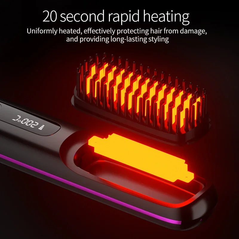 Cordless Hair Straightener with Ion Technology Ceramic Plates USB Rechargeable Travel Styling Hair Care | Sansoti