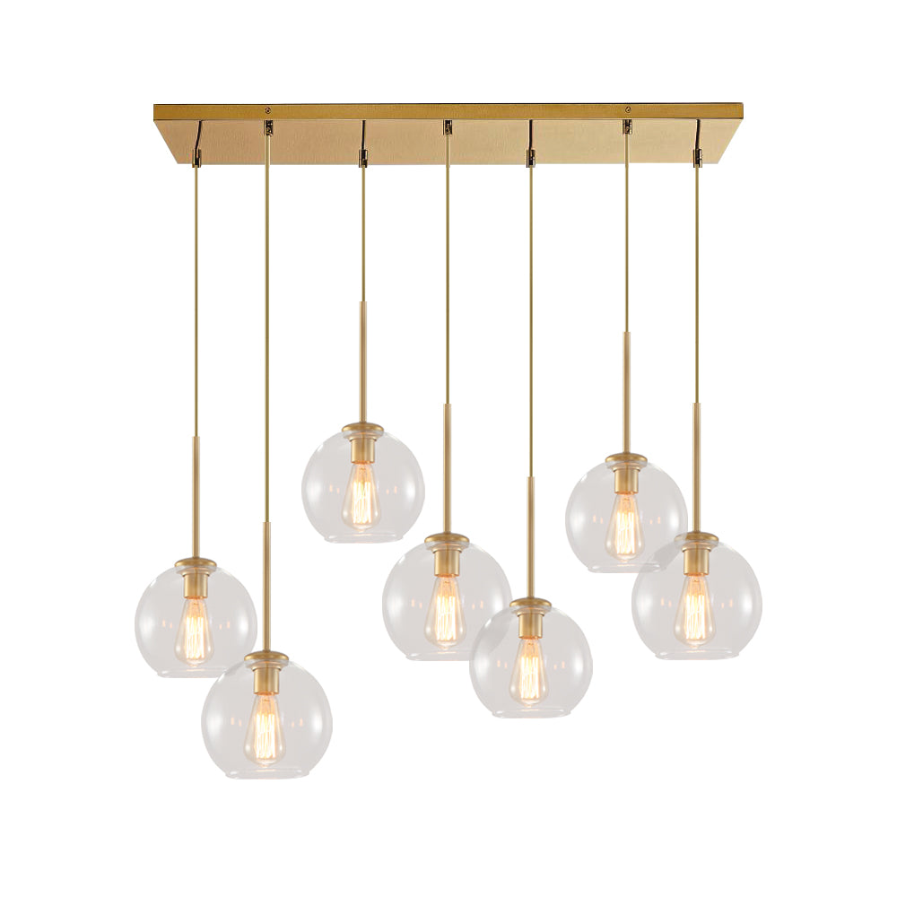 Glaskugeln Hängelampe Kücheninsel 7-flammig Messing Schwarz 90cm Cluster Esszimmer Wohnzimmer Rechteckig Verstellbar E26 Mid-Century | Restfield