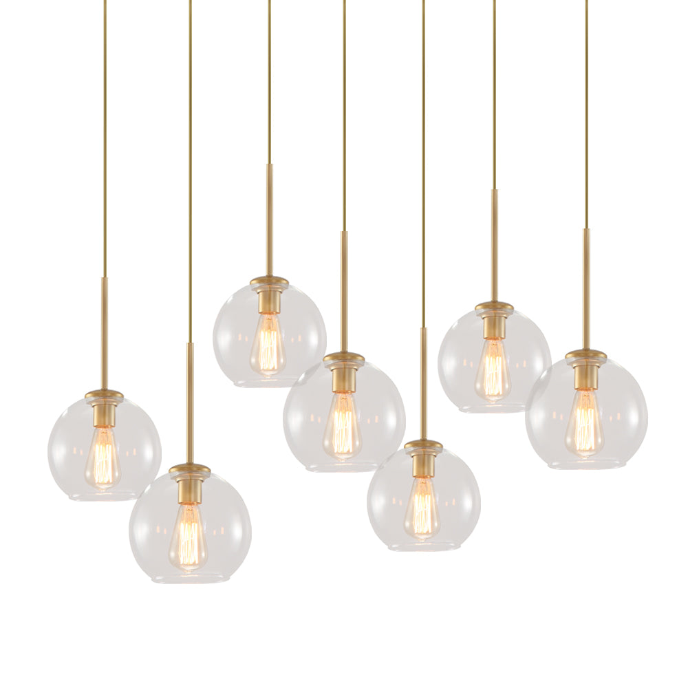 Glaskugeln Hängelampe Kücheninsel 7-flammig Messing Schwarz 90cm Cluster Esszimmer Wohnzimmer Rechteckig Verstellbar E26 Mid-Century | Restfield