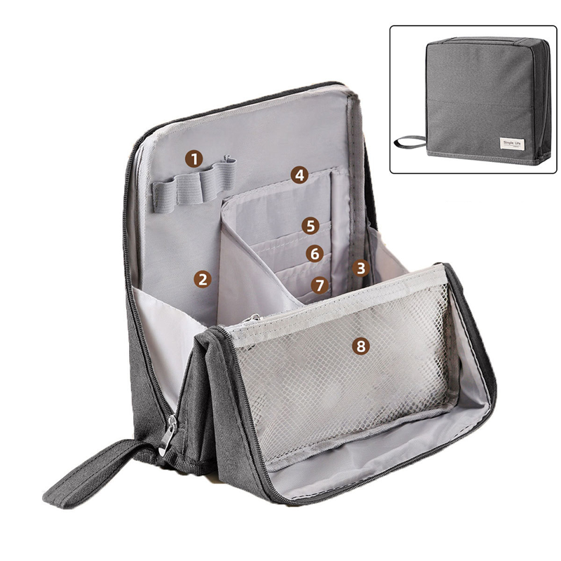 Gestructureerde Make-up Organiser voor op Reis – Compacte Cosmetica Opbergtas met Compartimenten & Ritssluiting | Sansoti