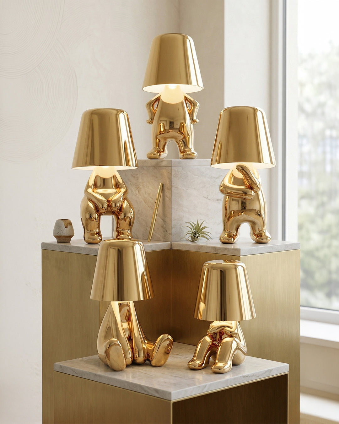 Metalen Tafellamp Sculptuur Figuur Sfeerlicht Touch Dimbaar LED Nachtlampje Goud Zilver Modern Design Decoratief | Sansoti