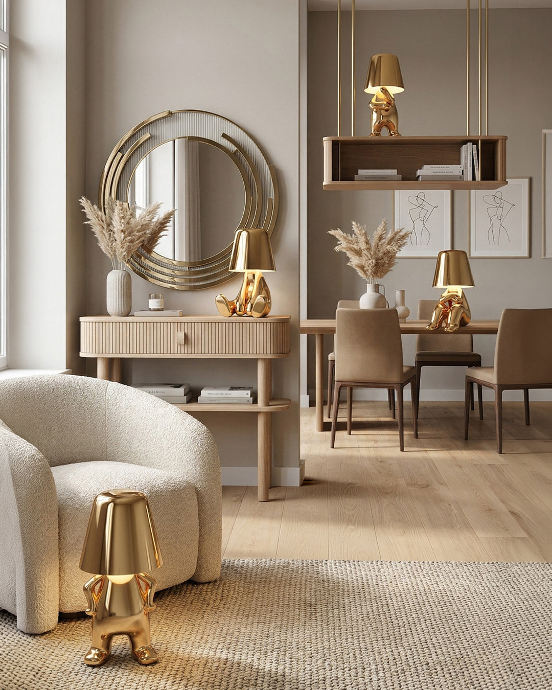 Metalen Tafellamp Sculptuur Figuur Sfeerlicht Touch Dimbaar LED Nachtlampje Goud Zilver Modern Design Decoratief | Sansoti