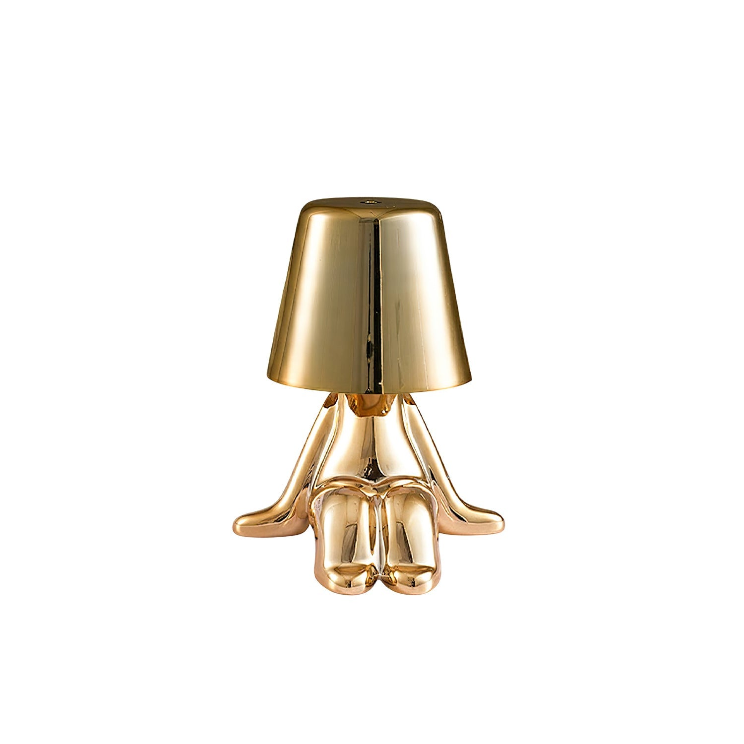 Moderne Tafellamp met Sculptuur – Goudkleurige Broers met Ingebouwde Accu en LED – Artistieke Verlichting voor Woonkamer, Slaapkamer & Bureau | Sansoti
