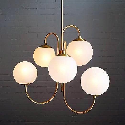 Zwanenhals Kroonluchter Ø76 cm – 8-Lichts Hanglamp met Glazen Bollen Goud/Zwart | Sansoti