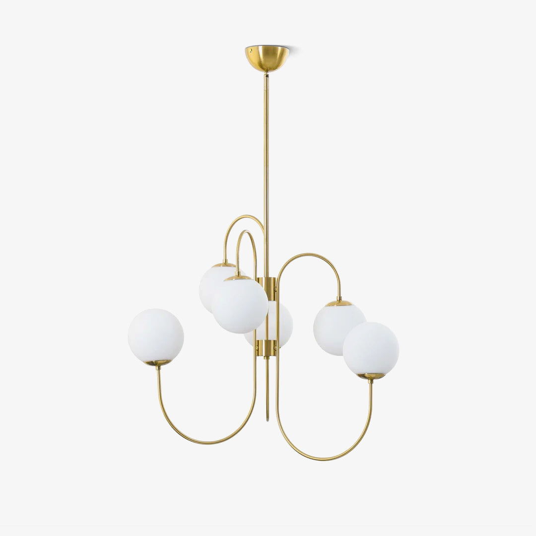 Zwanenhals Kroonluchter Ø76 cm – 8-Lichts Hanglamp met Glazen Bollen Goud/Zwart | Sansoti