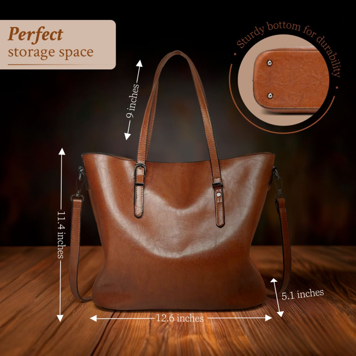 Vintage Leren Schoudertas Dames met Verstelbare Riem Echt Leder Handtas Klassiek Retro Design Elegante Dagtas | Sansoti
