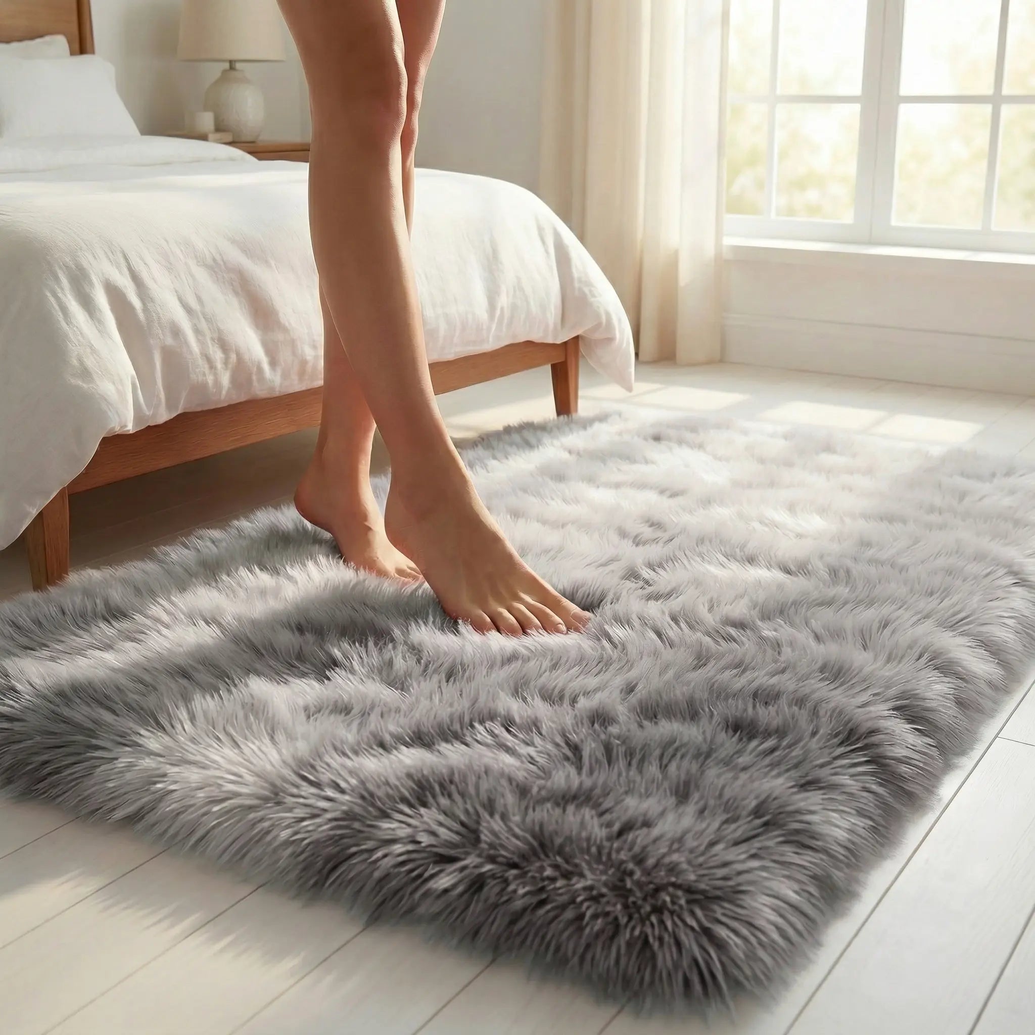 Hoogpolig Pluche Vloerkleed met Kleurverloop – Antislip & 4cm Dikte voor Luxe Comfort in Woonkamer, Slaapkamer of Gang | Sansoti