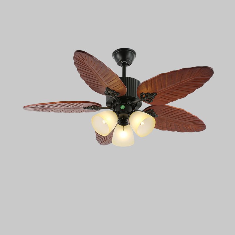 Tropische Plafondventilator met Verlichting en Afstandsbediening – Natuurlijk Design met Glazen Kap | Sansoti