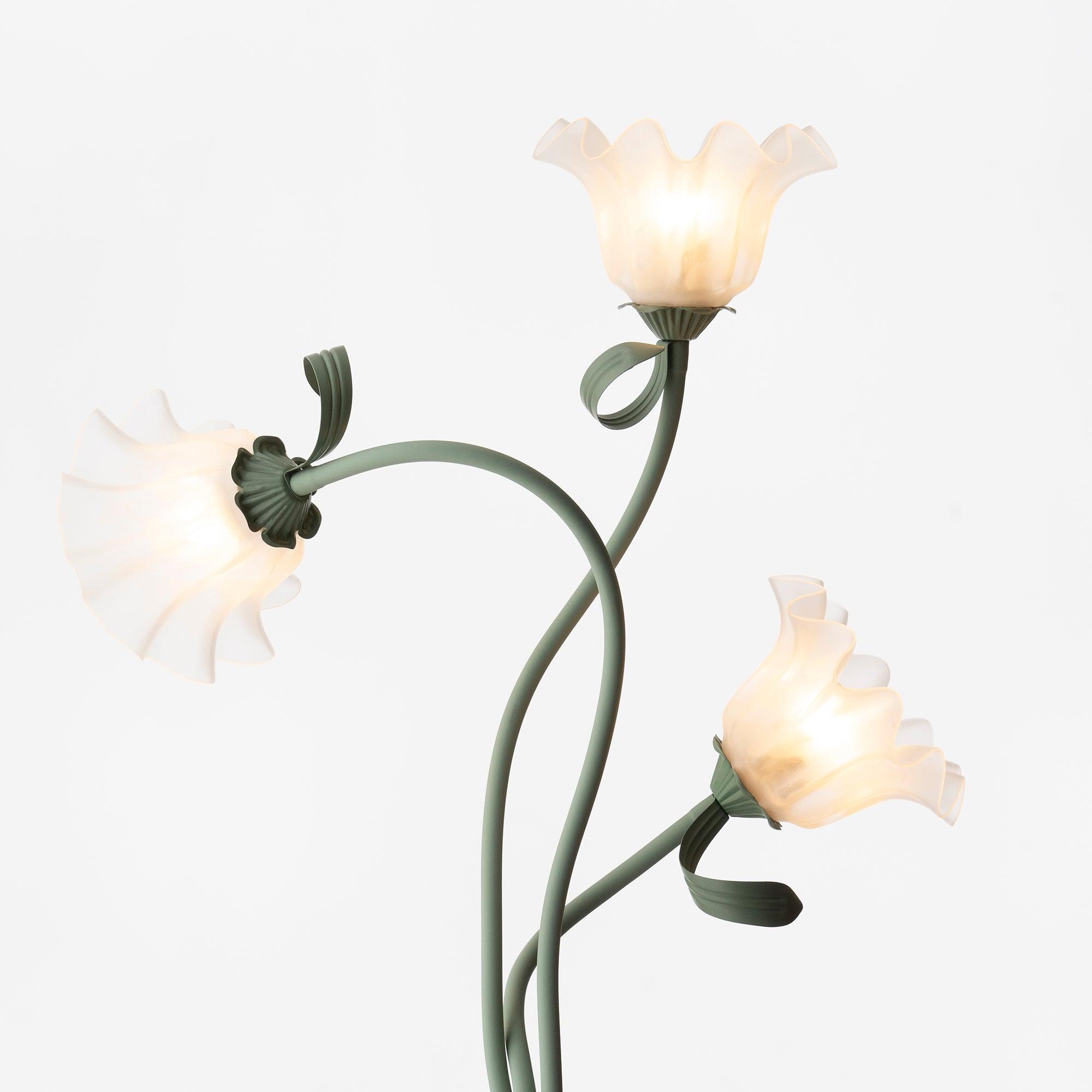 Stehleuchte Blume Design Grün Weiß Metall 170cm 2-3 Flammen LED Stimmungslicht Wohnzimmer Schlafzimmer | Restfield