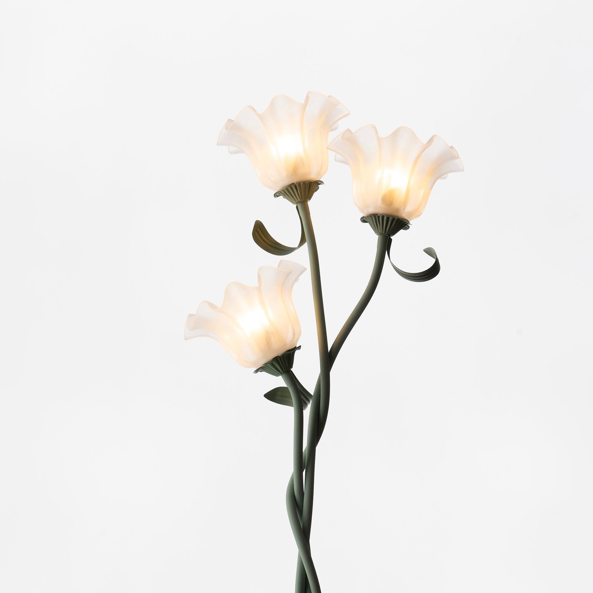 Stehleuchte Blume Design Grün Weiß Metall 170cm 2-3 Flammen LED Stimmungslicht Wohnzimmer Schlafzimmer | Restfield