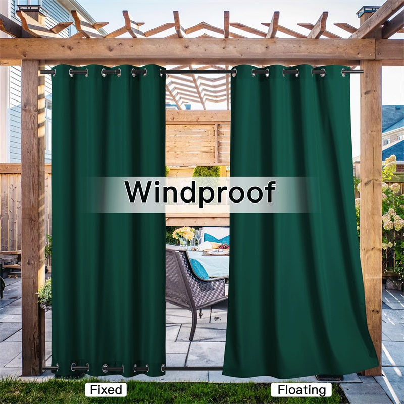 Waterdicht Buitengordijn Zware Stof Windbestendig UV-bescherming Privacy 1 Paneel Taupe Grijs Navy | Sansoti