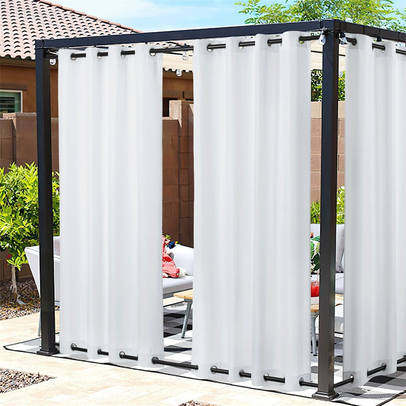 Waterdicht Buitengordijn Zware Stof Windbestendig UV-bescherming Privacy 1 Paneel Taupe Grijs Navy | Sansoti